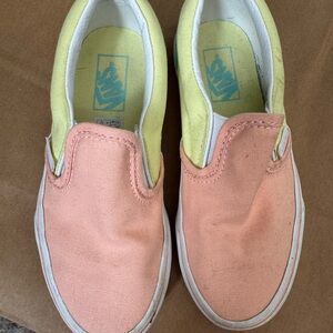 Vans Pink and Yellow Sneakers Classic Slip-On Style